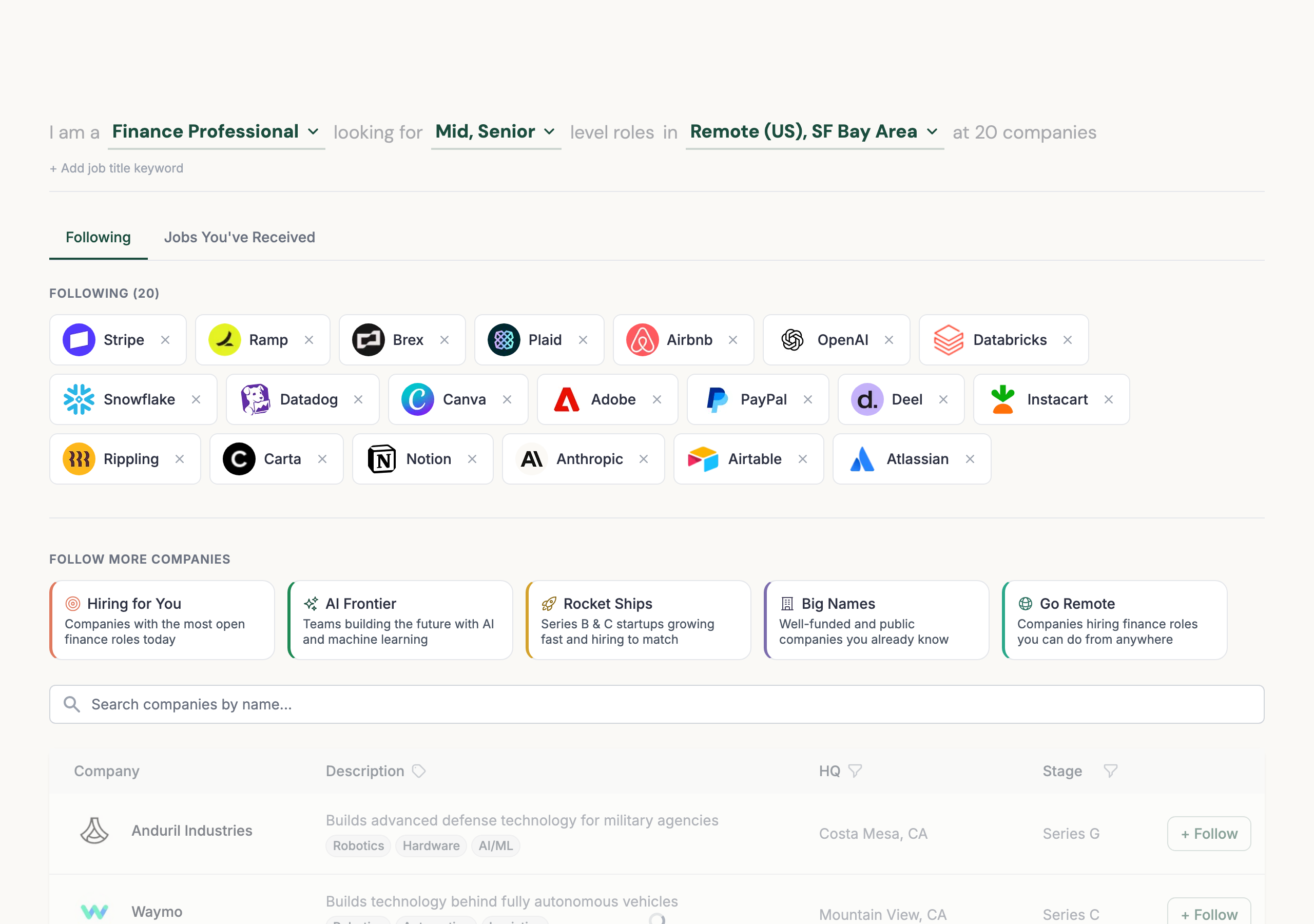 ApplyFYI companies browser