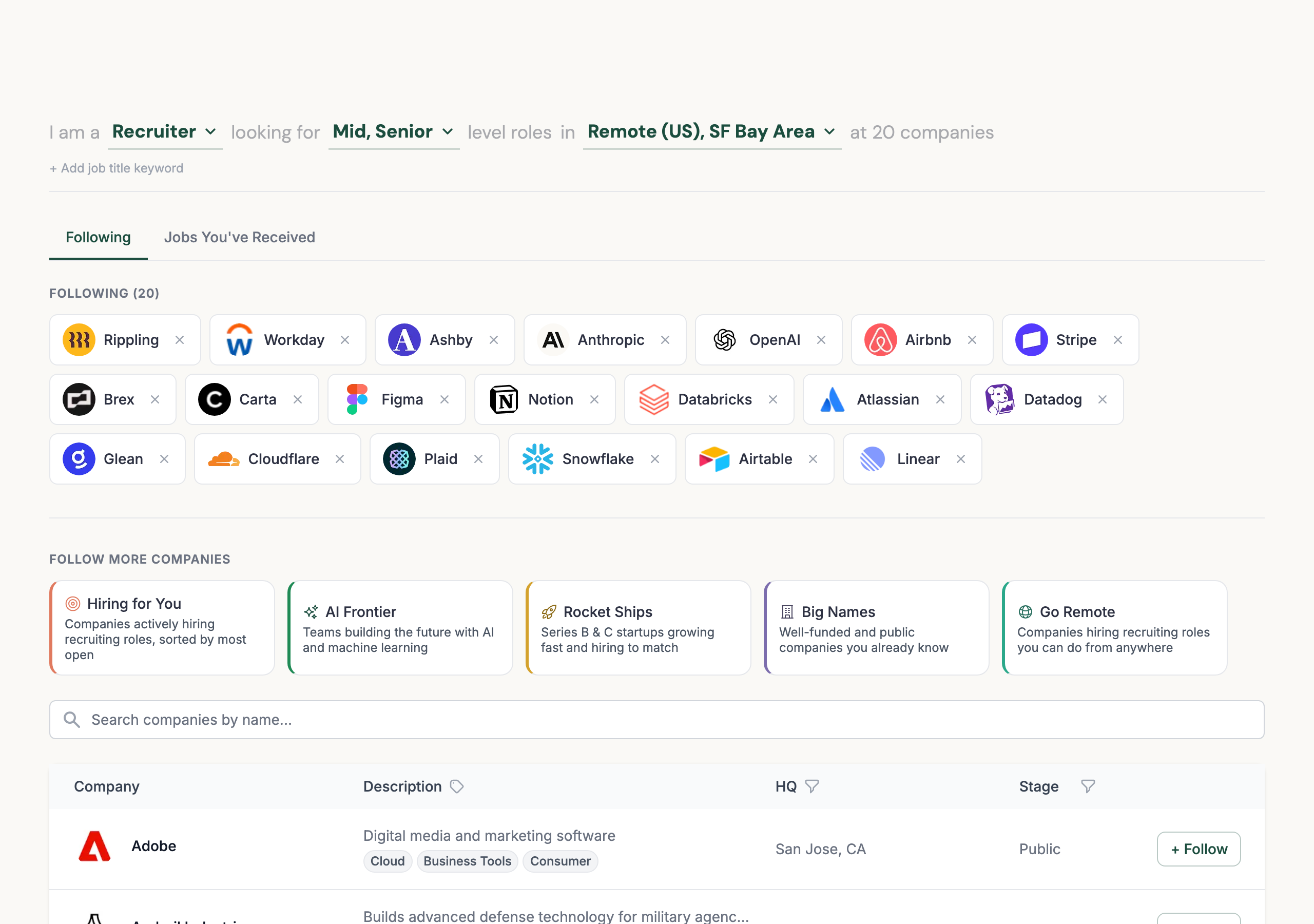 ApplyFYI companies browser