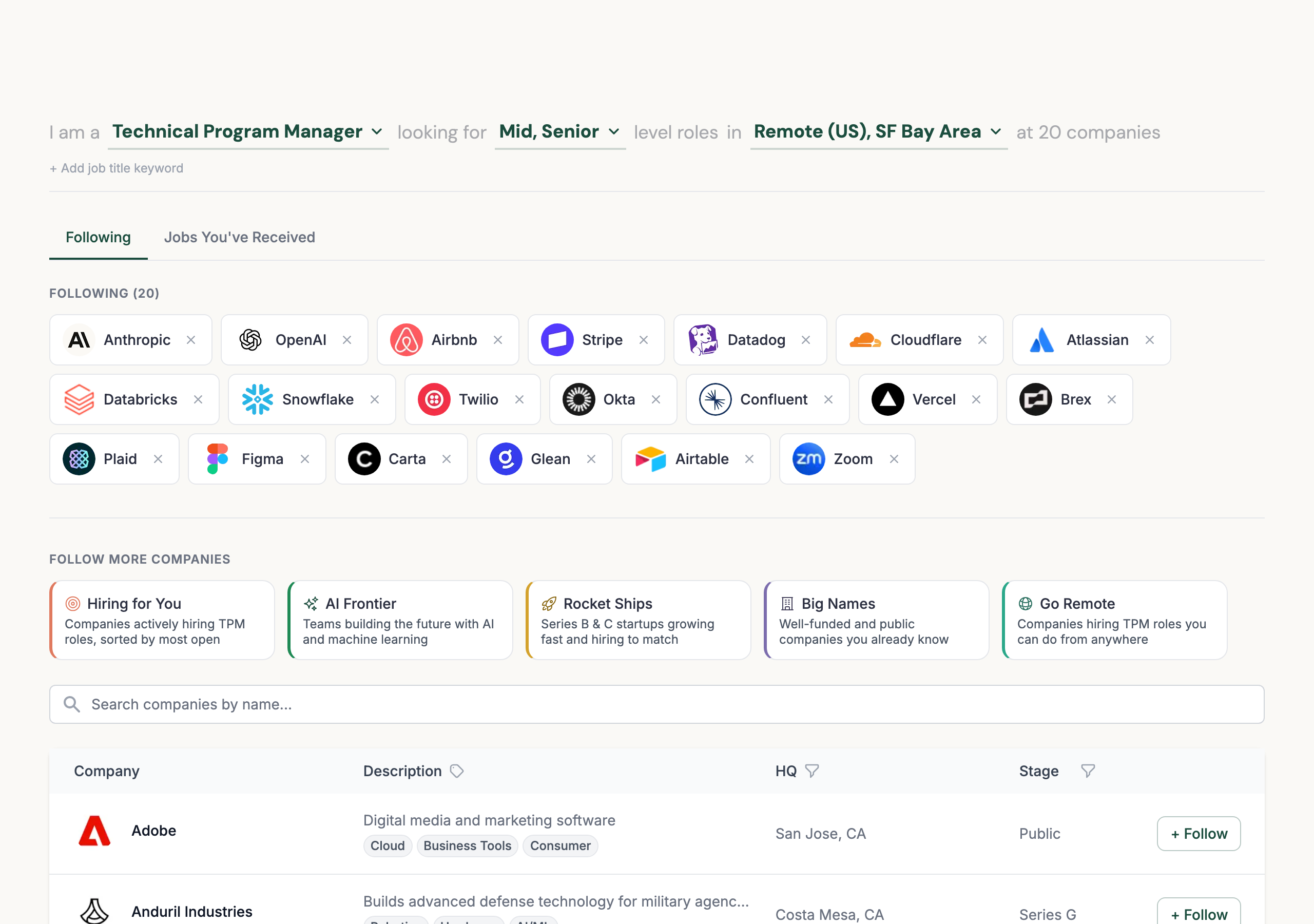 ApplyFYI companies browser